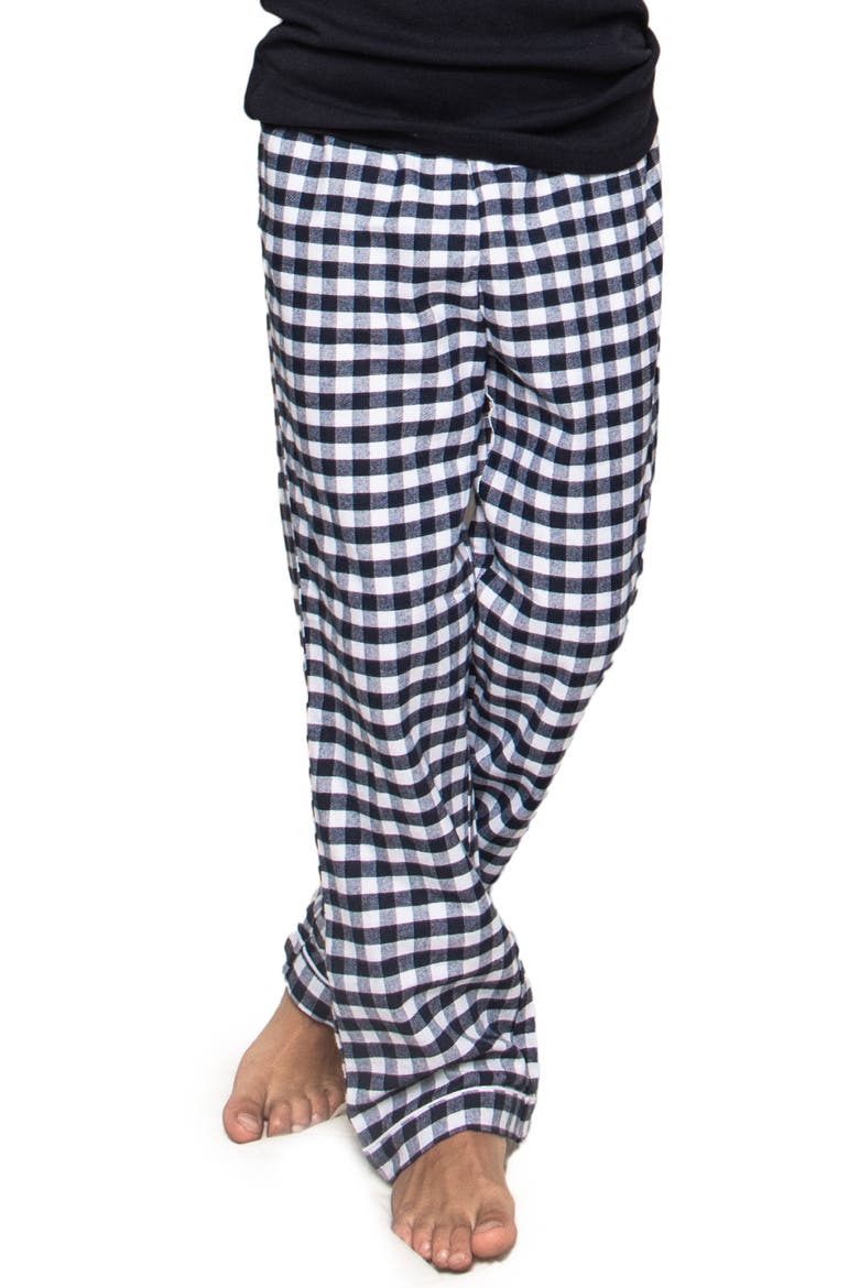 Kids' Gingham Cotton Blend Pajama Pants, Alternate, color, NAVY