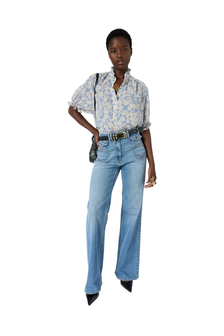 Cephise Floral Print Blouse, Alternate, color, Sky Blue