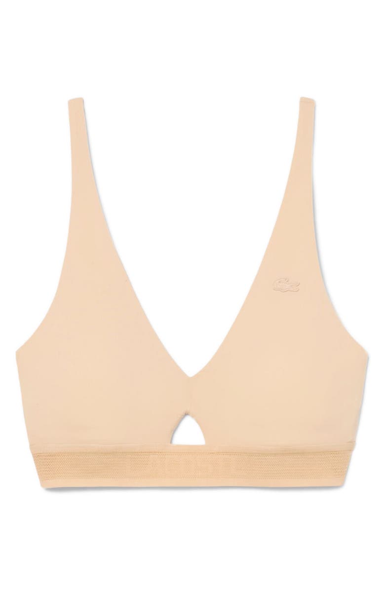 Lacoste Cutout Wireless Microfiber Bra, Main, color, Biscuit