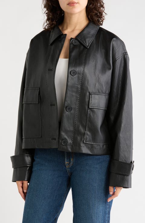 Faux Leather Crop Jacket