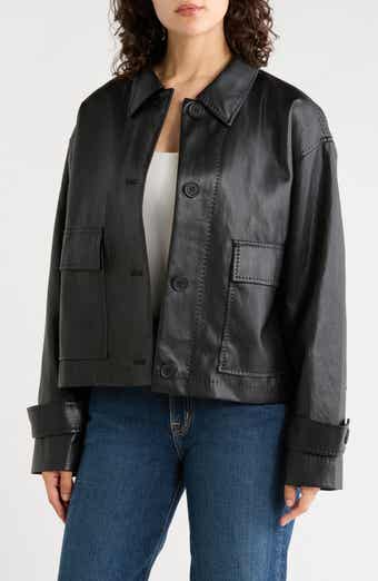 Faux Leather Crop Jacket