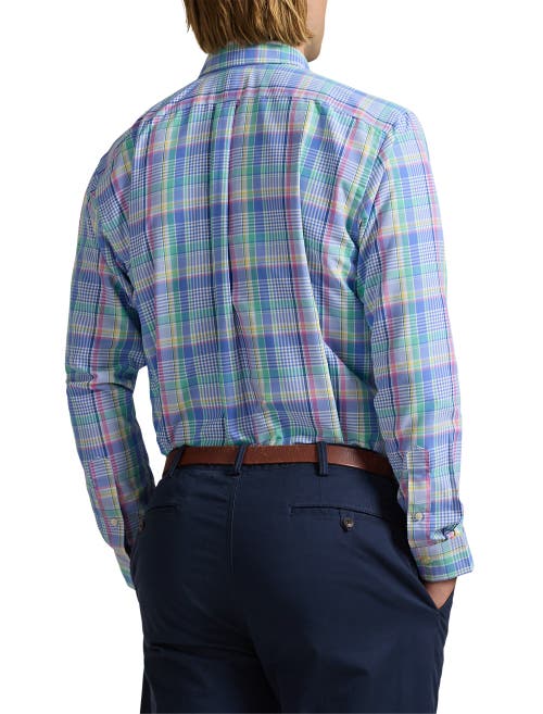 Polo Ralph Lauren Big & Tall Performance Oxford Sport Shirt In Seafoam Multi
