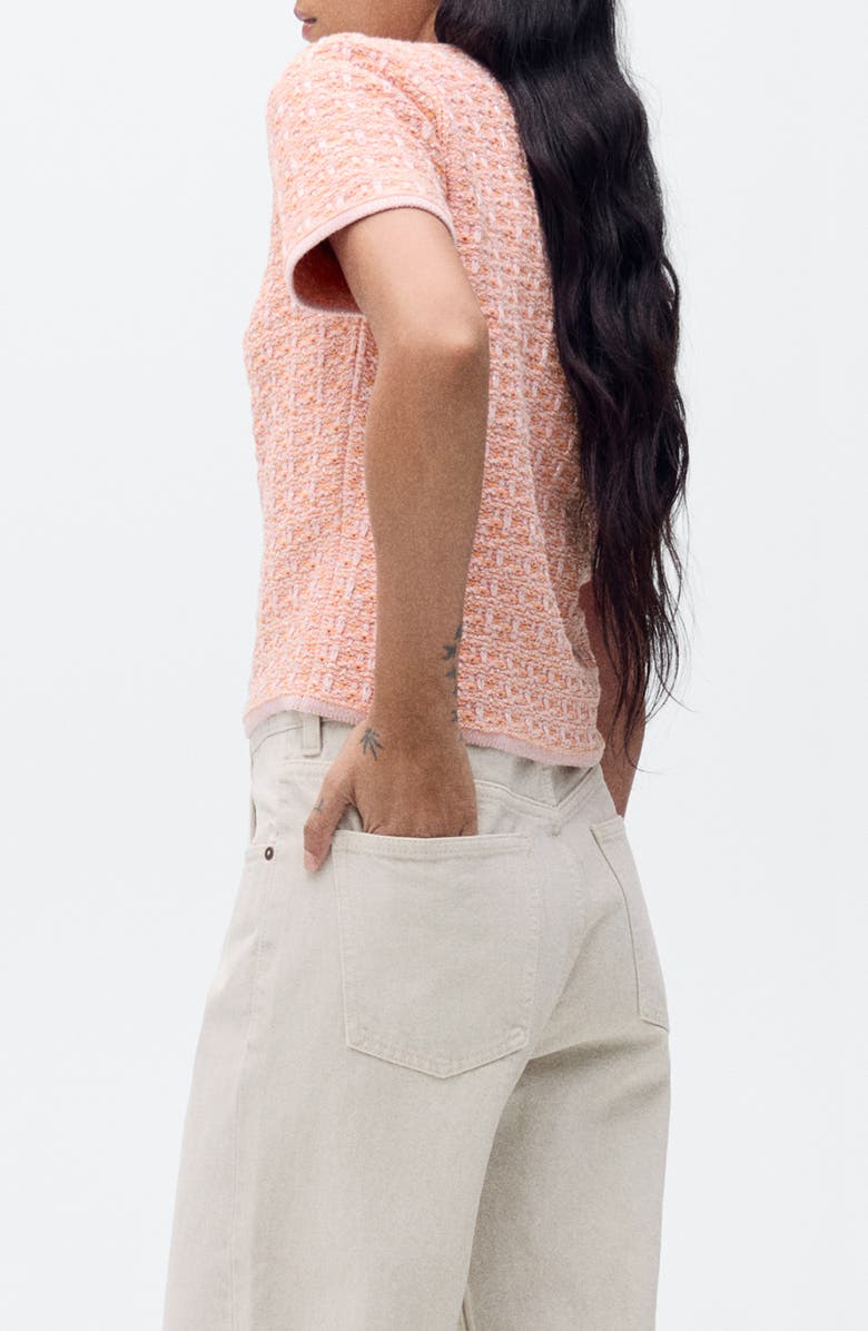 MANGO Tweed Knit Short Sleeve Sweater, Alternate, color,