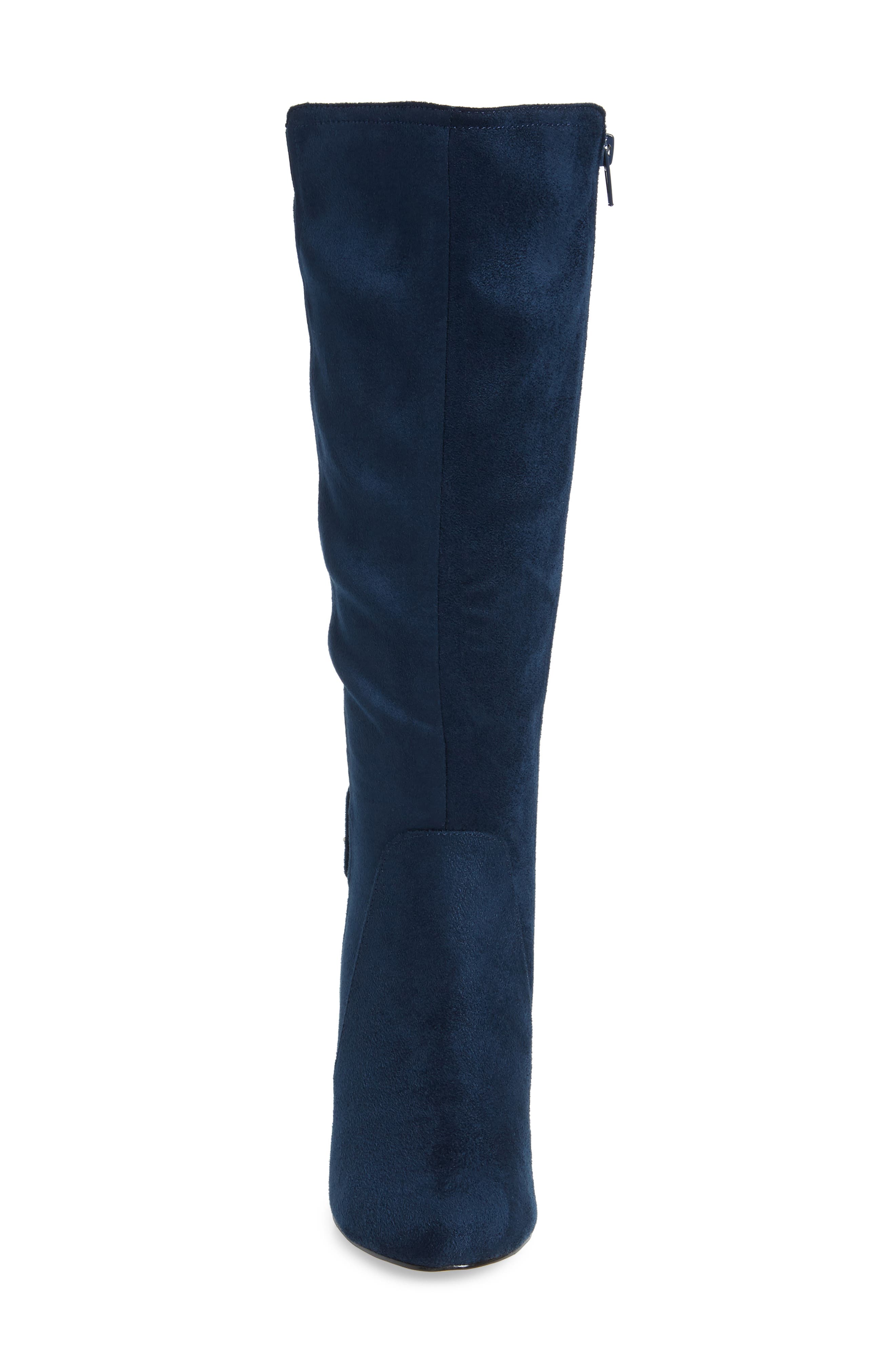Bella Vita Troy Knee High Buckle Boot, Alternate, color, Navy Suede