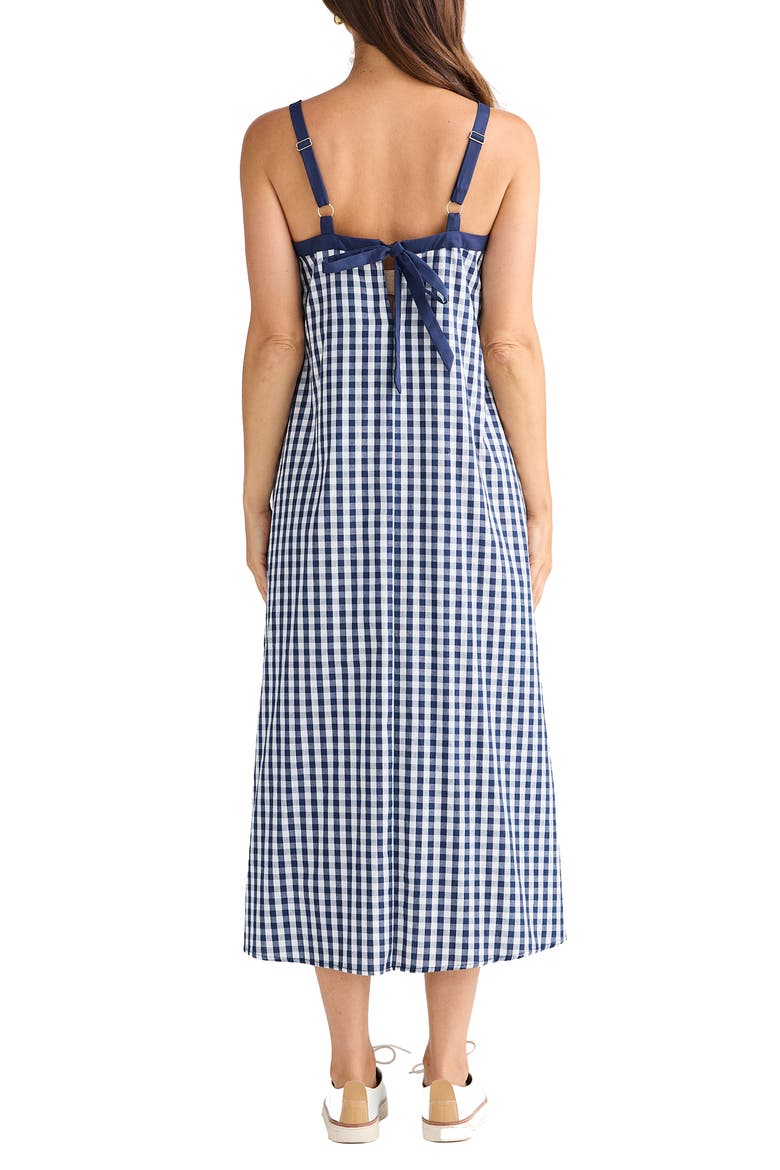 Erica Gingham Midi Dress, Alternate, color, NAVY GINGHAM