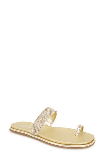 Reaction Kenneth Cole Wilfred Toe Loop Flat Sandal In Gold