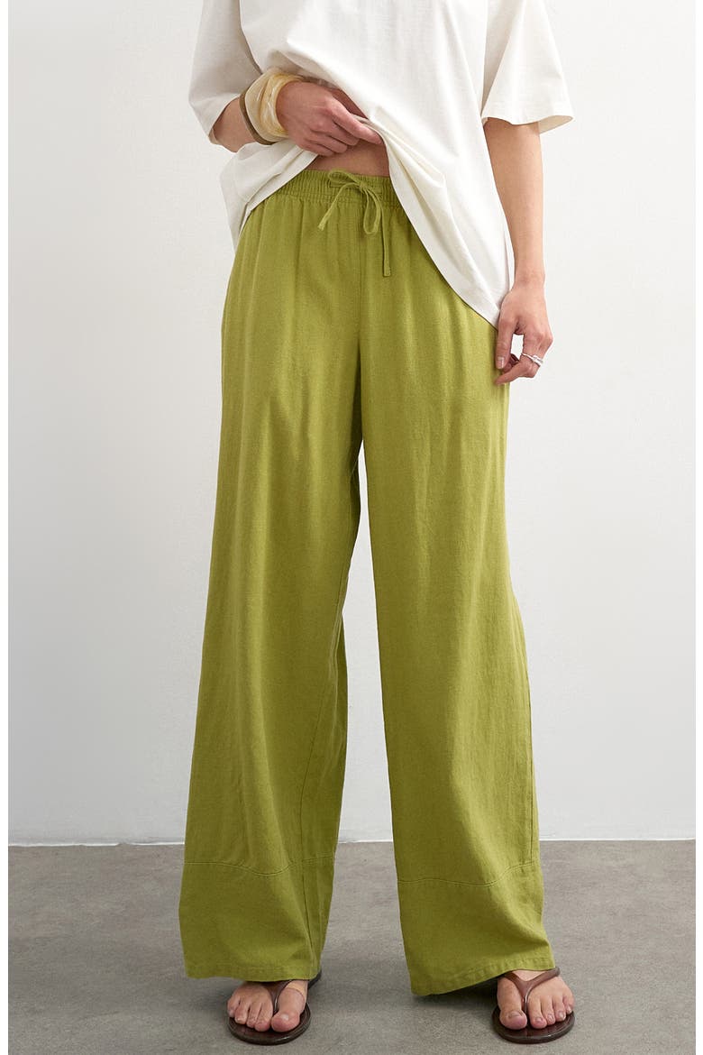 Linen Blend Straight Leg Pants, Main, color, MGREEN