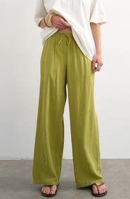 Topshop Linen Blend Straight Leg Pants