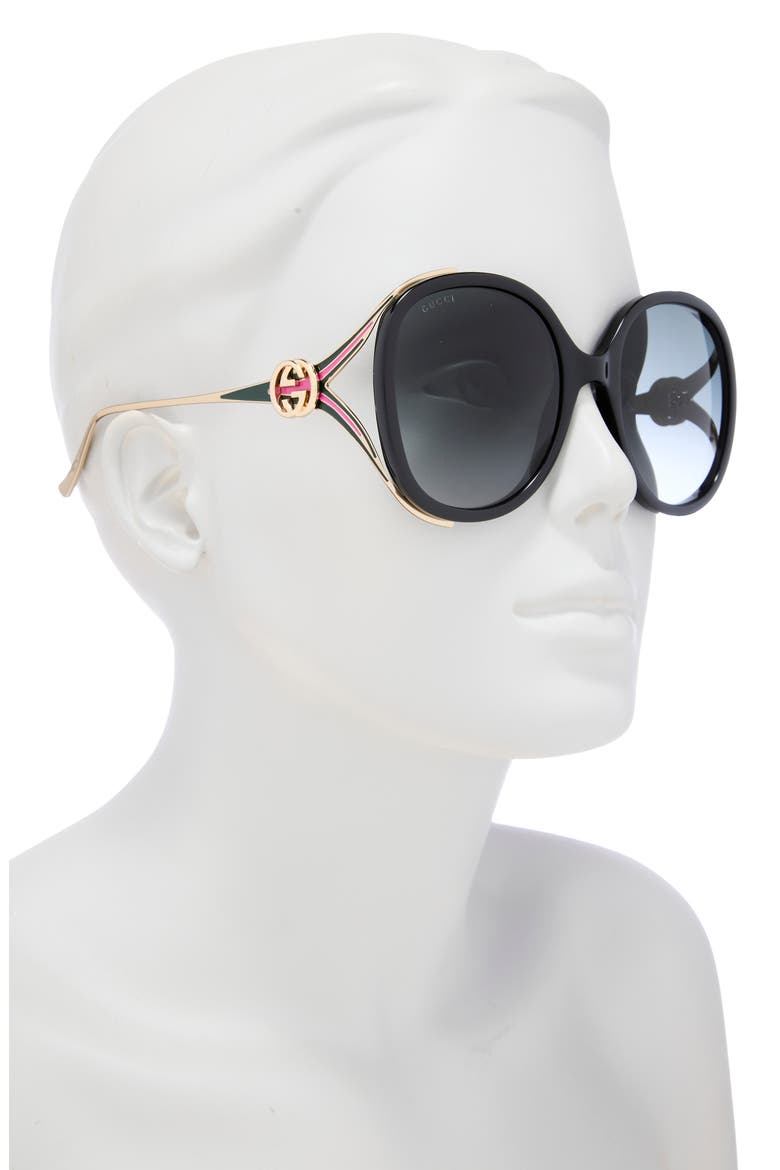 56mm Round Sunglasses, Alternate, color, BLACK GOLD GREY