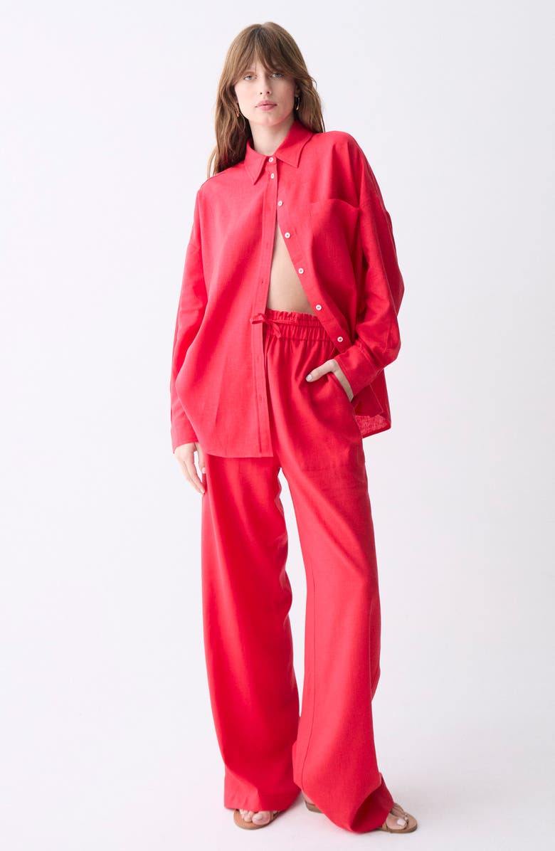 DELUC Roxa Button-Up Tunic Shirt, Alternate, color, Red