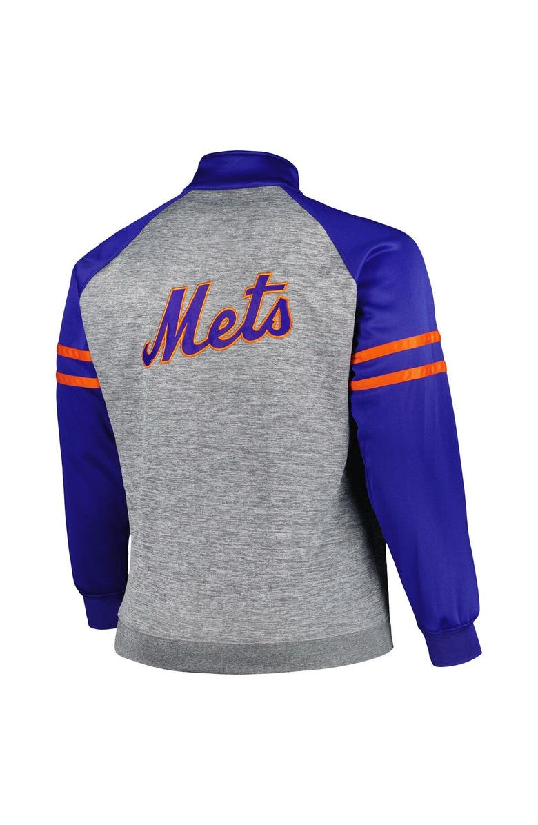PROFILE Men's Royal/Heather Gray New York Mets Big & Tall Raglan Full-Zip Track Jacket, Alternate, color, Royal