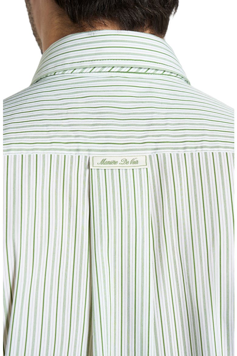Dylan Unisex Pinstripe Long Sleeve Shirt With Detachable Tie, Alternate, color, Sage