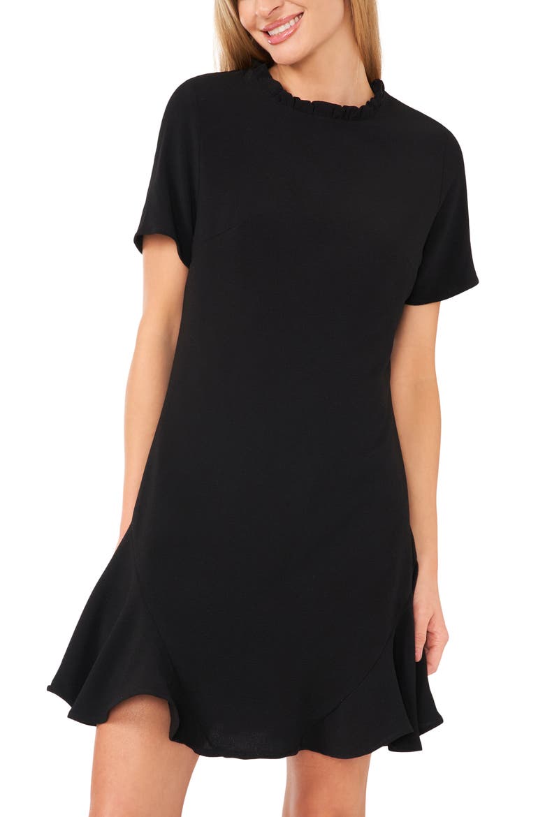 Ruffle Crepe Minidress, Alternate, color, RICH BLACK