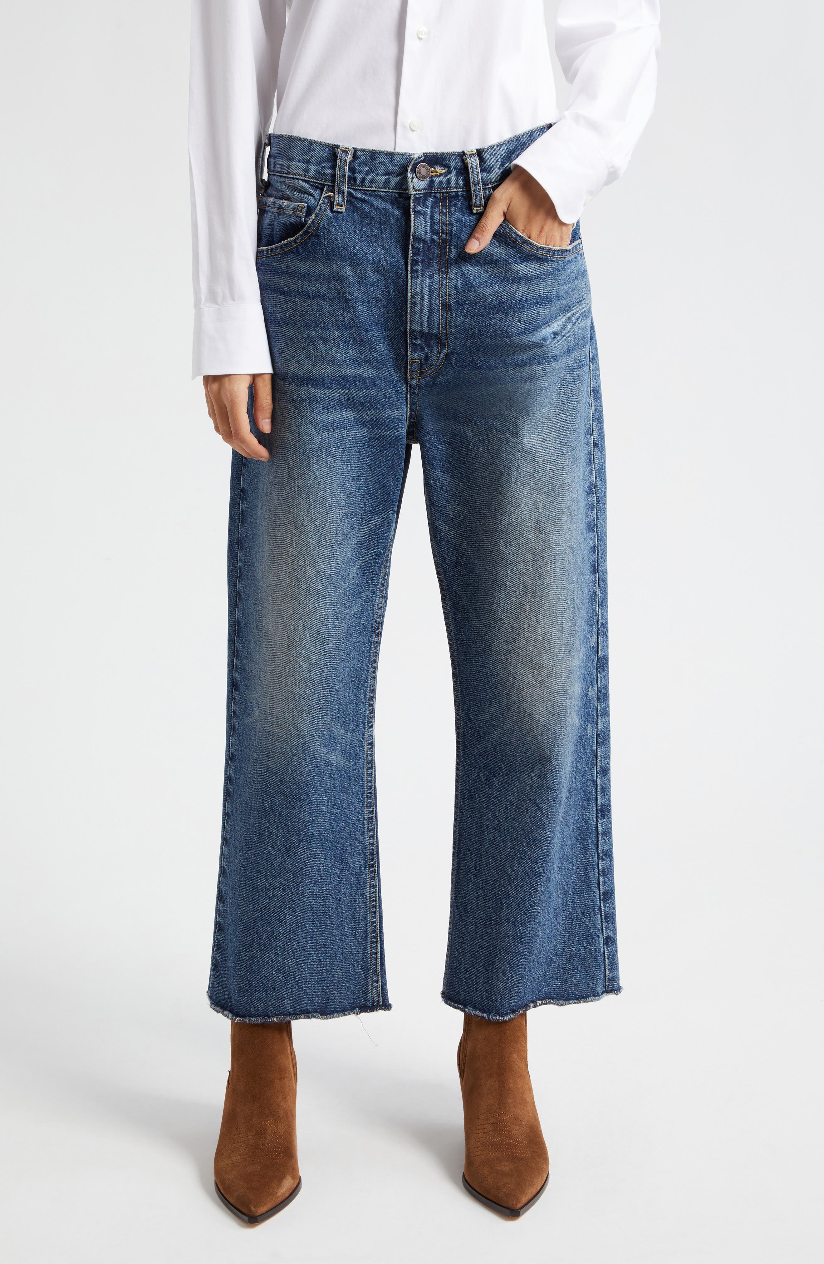 Nili Lotan Arwen High Waist Crop Wide Leg Jeans