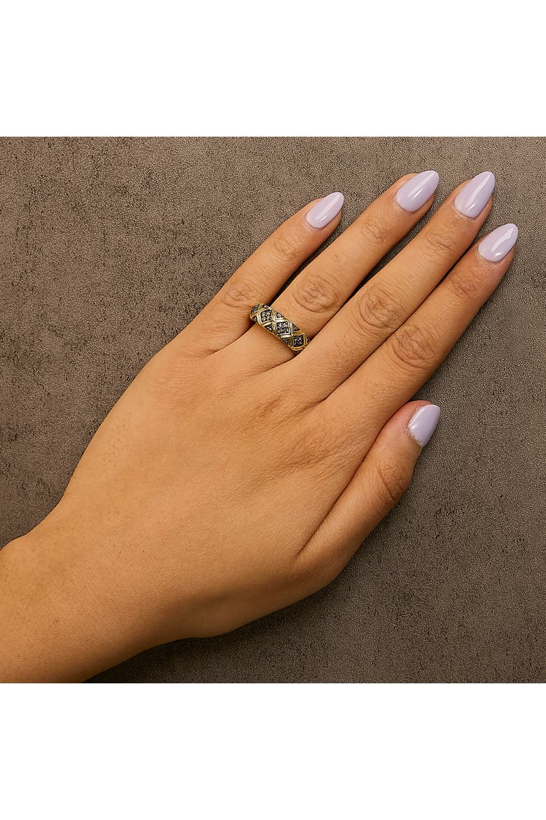 10K Yellow Gold Plated Silver 3/8 Cttw Champagne Diamond Geometric Style Band Ring, Alternate, color, Yellow Gold over Silver