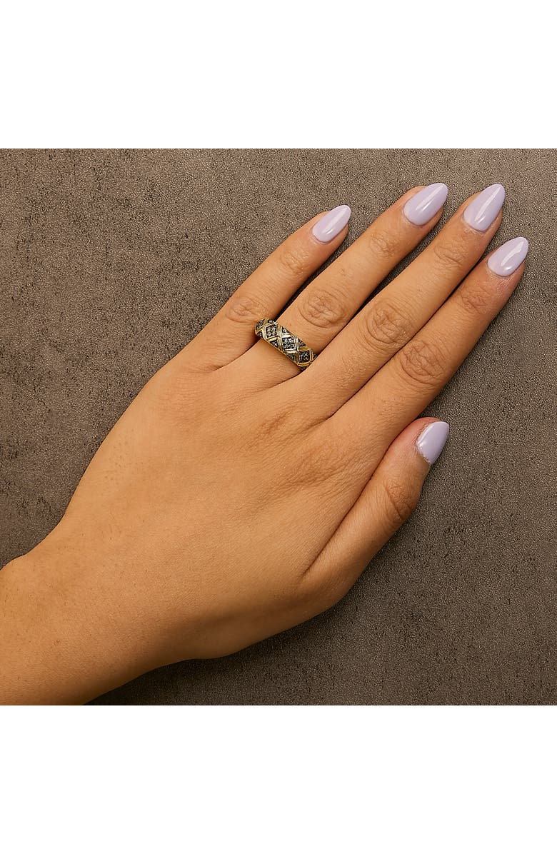 Haus of Brilliance 10K Yellow Gold Plated Silver 3/8 Cttw Champagne Diamond Geometric Style Band Ring, Alternate, color, Yellow Gold Over Silver