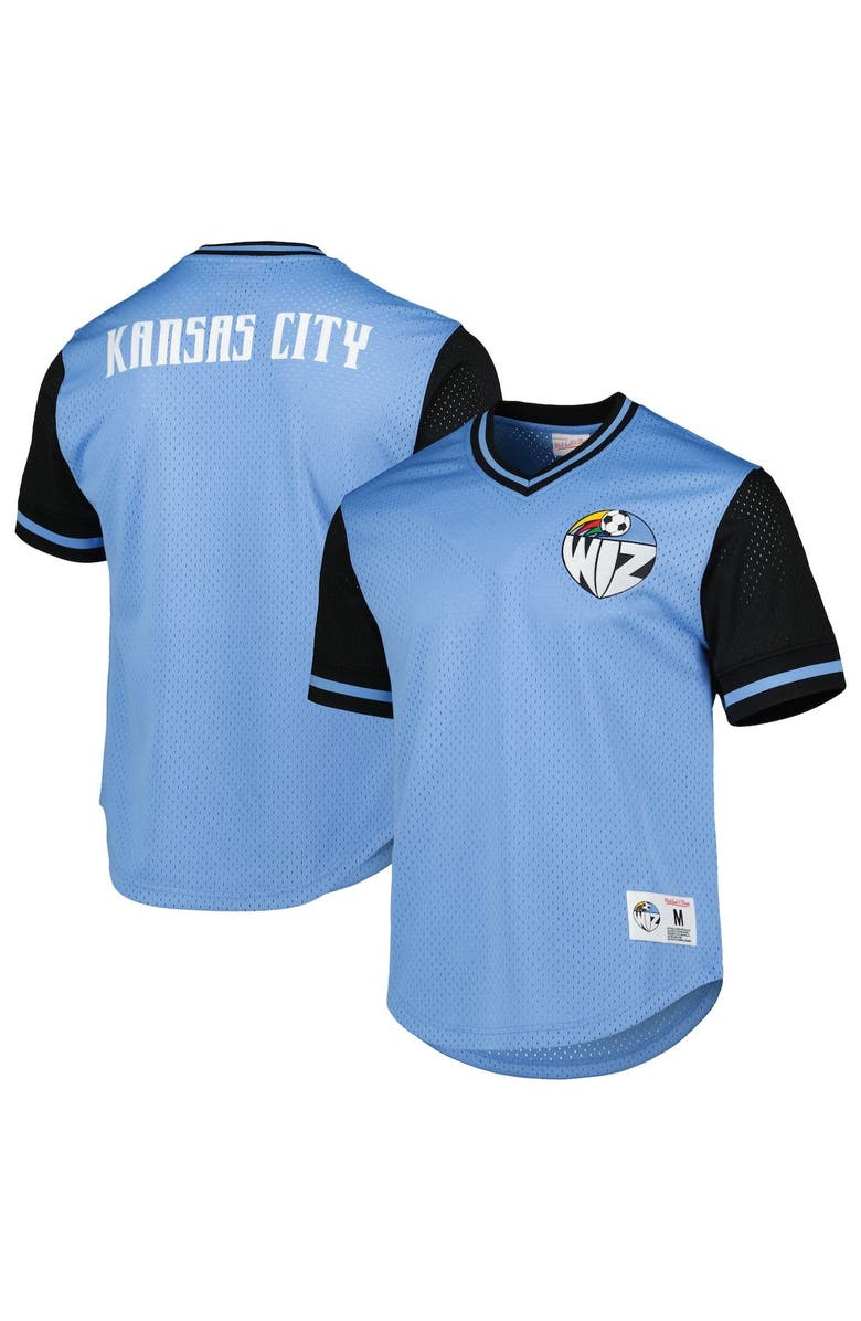 Mitchell & Ness Men's Mitchell & Ness Sky Blue Sporting Kansas City Mesh V-Neck T-Shirt, Main, color, Blue