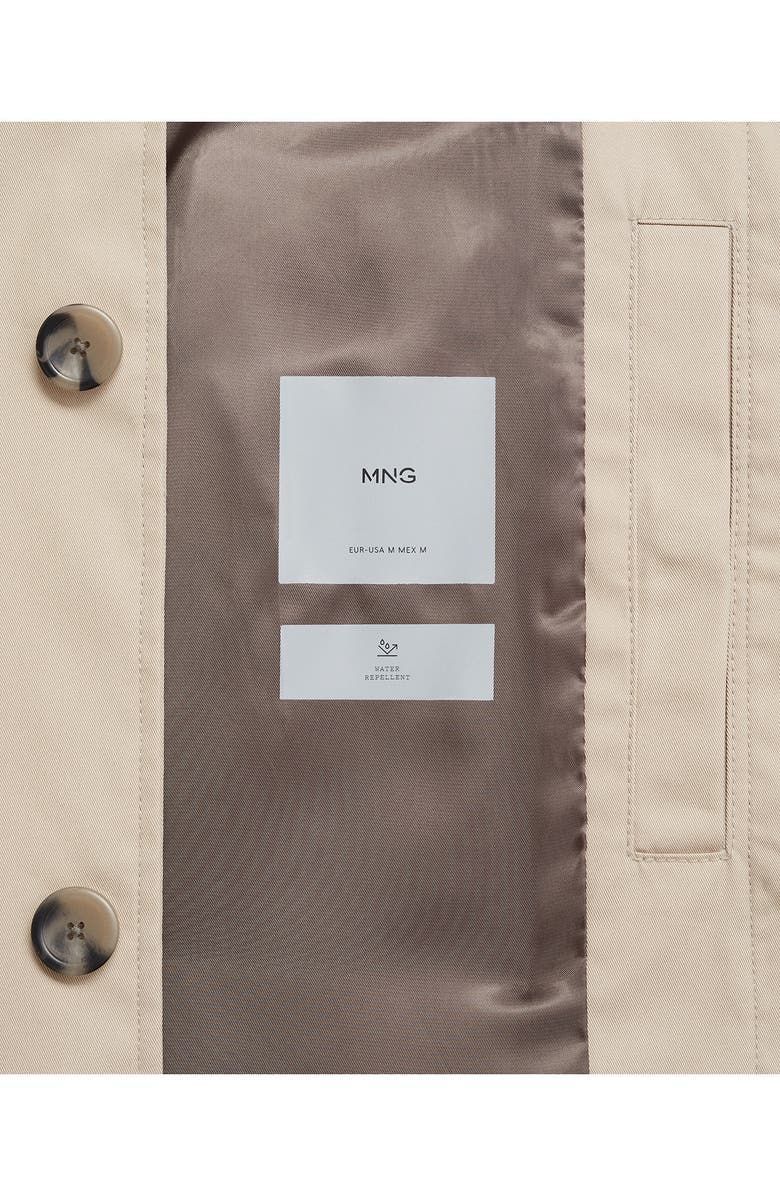 MANGO Classic Water Repellent Trench Coat, Alternate, color, 