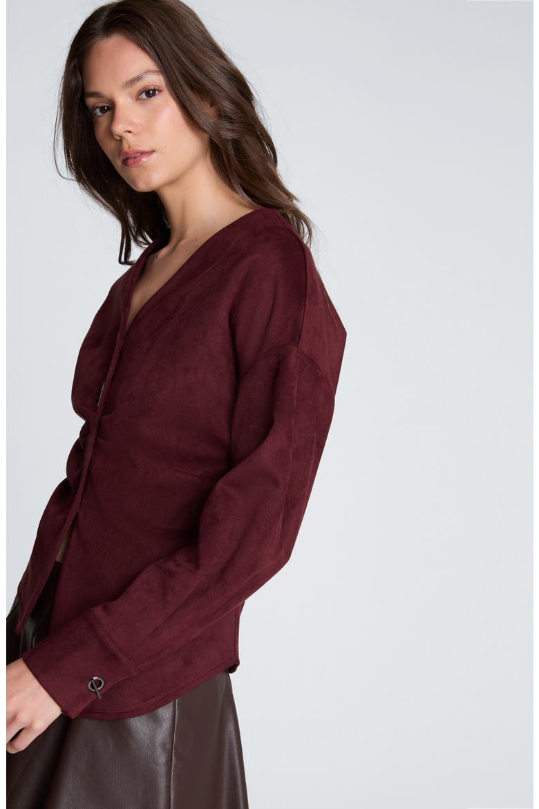 Asymmetrical Faux Suede Top, Alternate, color, SUGAR BEET