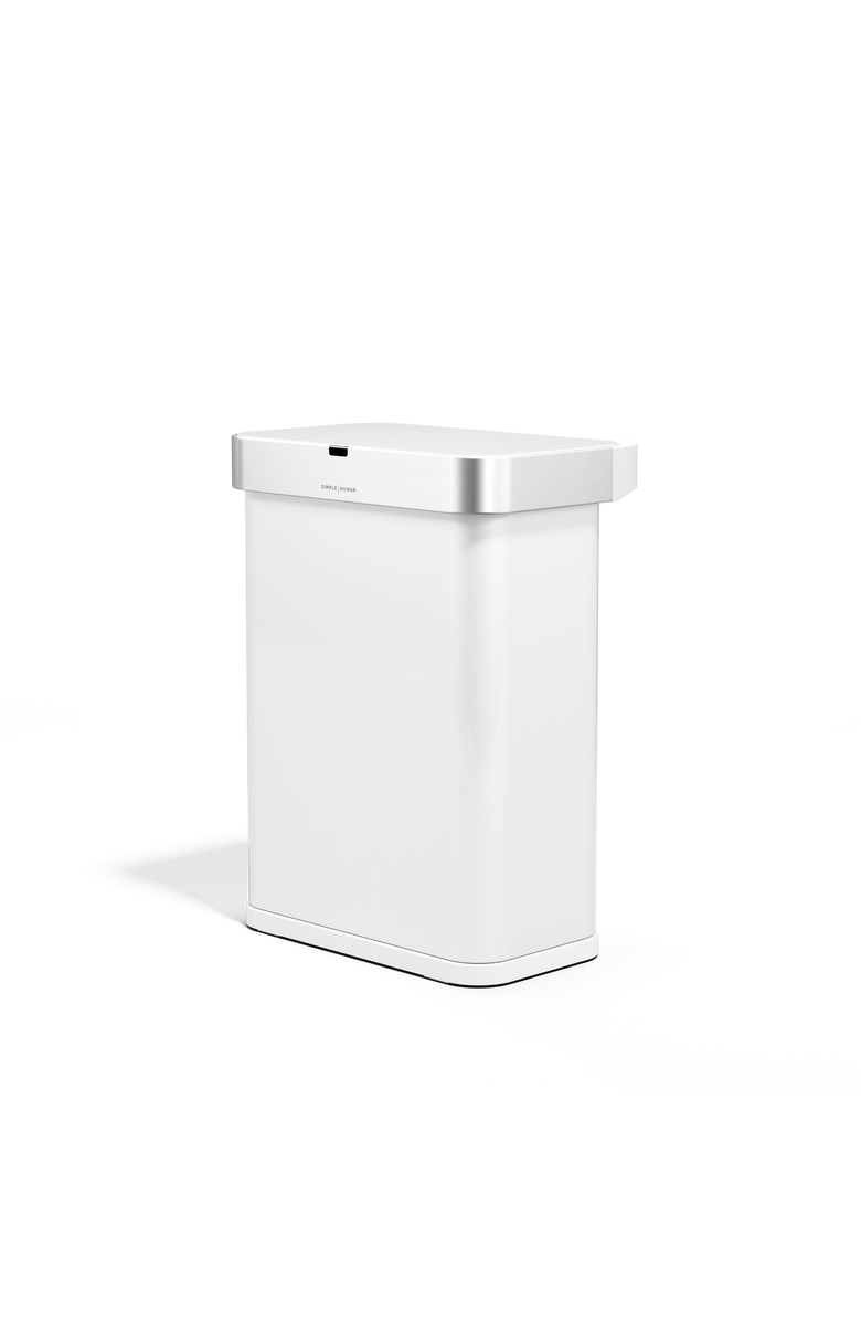 simplehuman 58L Rectangular Sensor Can with Voice and Motion Control, Alternate, color, White