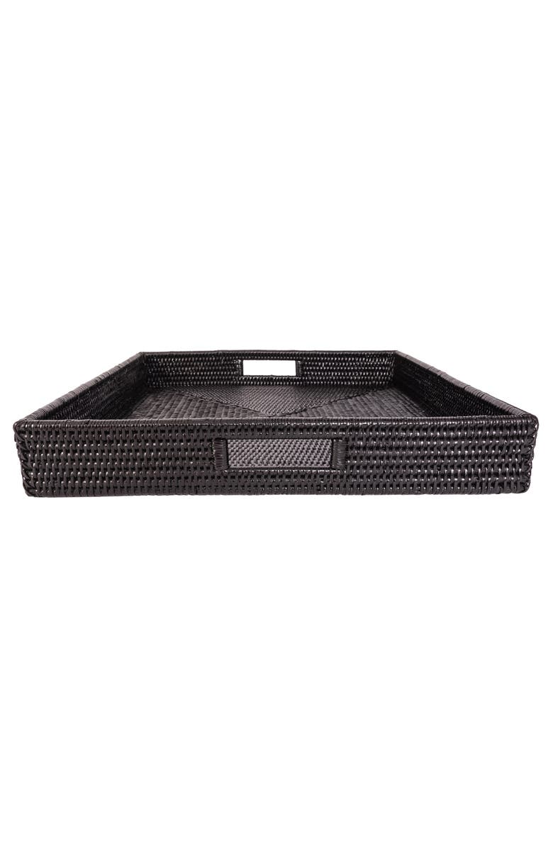 Artifacts Trading Company<sup>™</sup> Artifacts Rattan Square Serving Tray with Cutout Handles, Alternate, color, Tudor Black