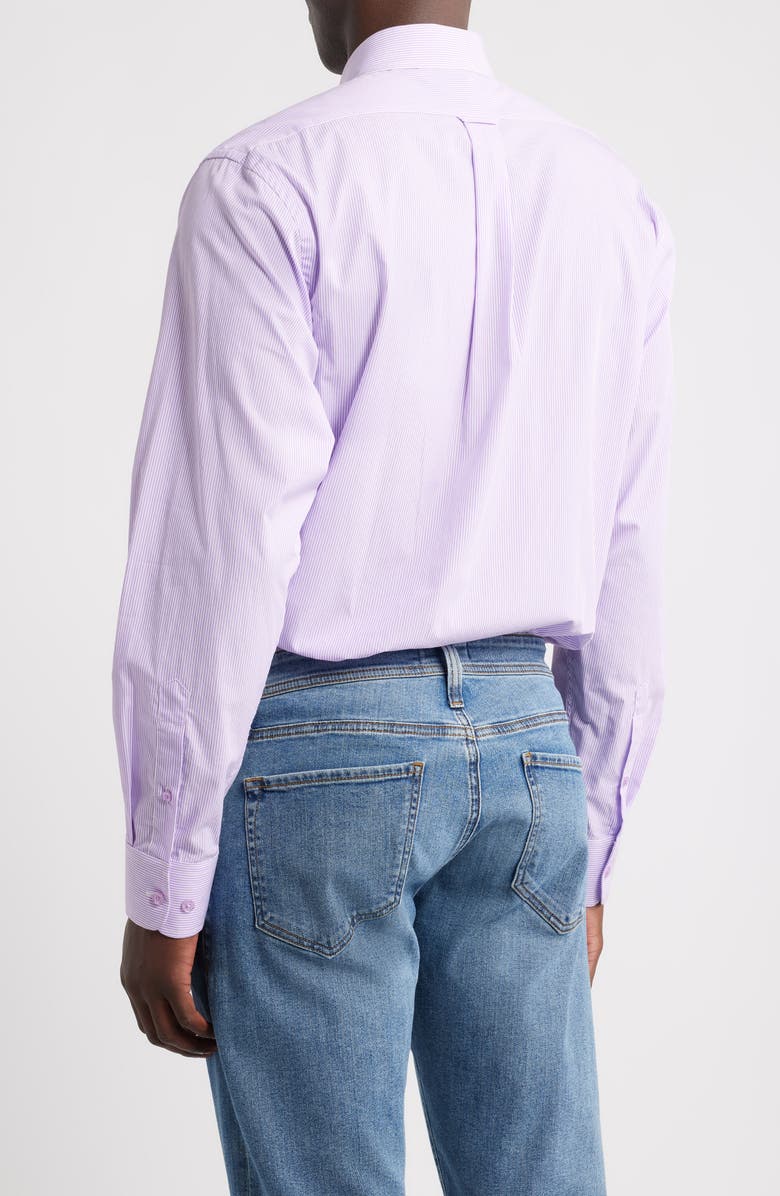 Roffe Accessories Eagle Regular Fit Stripe Cotton Button-Down Oxford Shirt, Alternate, color, Lilac