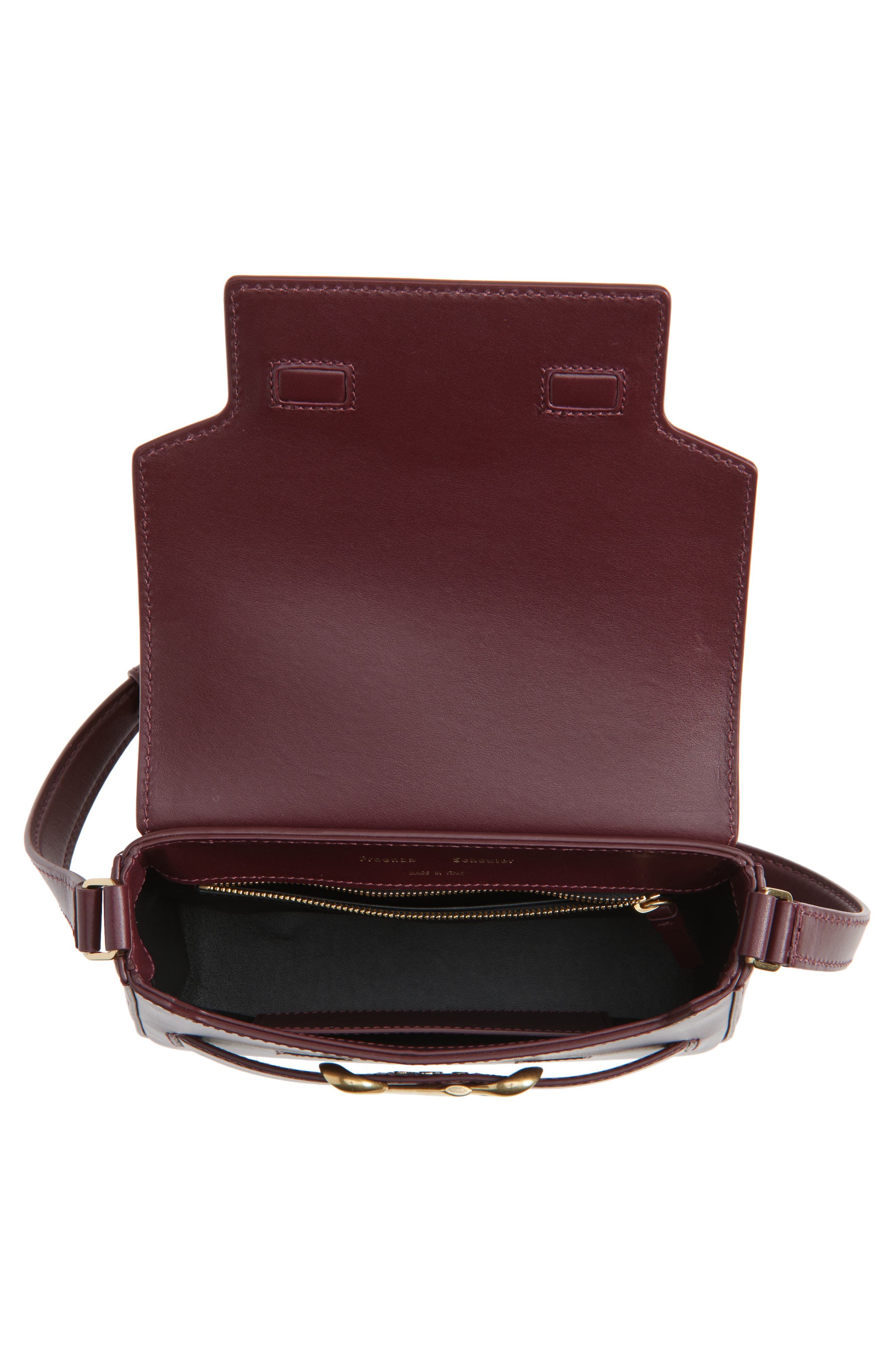 Proenza Schouler Box Leather Shoulder Bag, Alternate, color, Dark Red