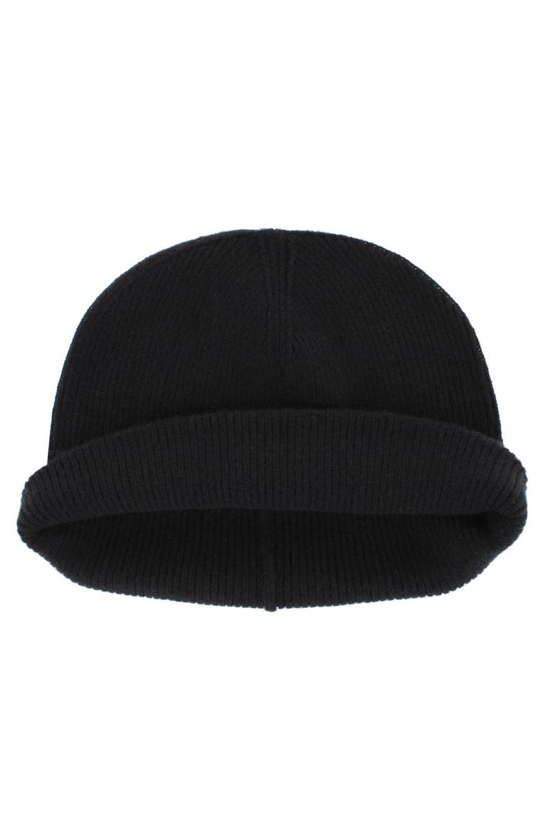 Camden Cashmere Solid Colored Micro Ribbed Beanie, Alternate, color, Black