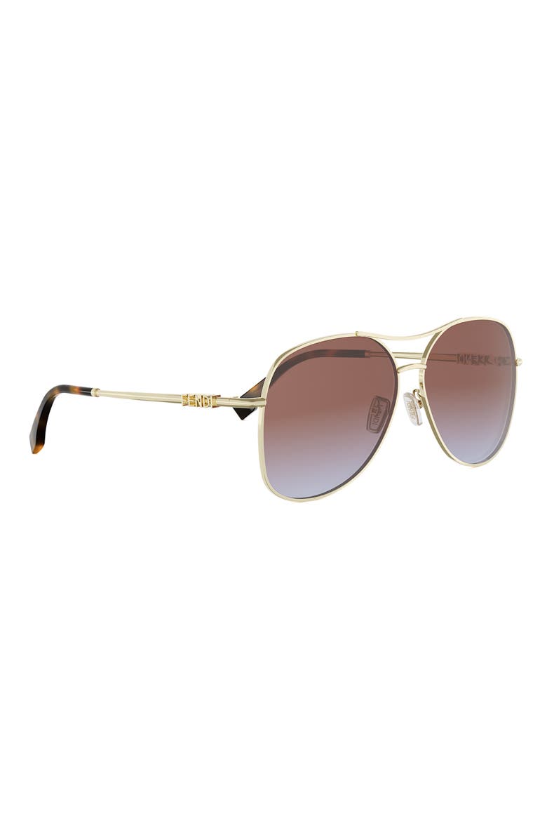 Fendigraphy 61mm Gradient Pilot Sunglasses, Alternate, color, SHINY ENDURA GOLD / BORDEAUX