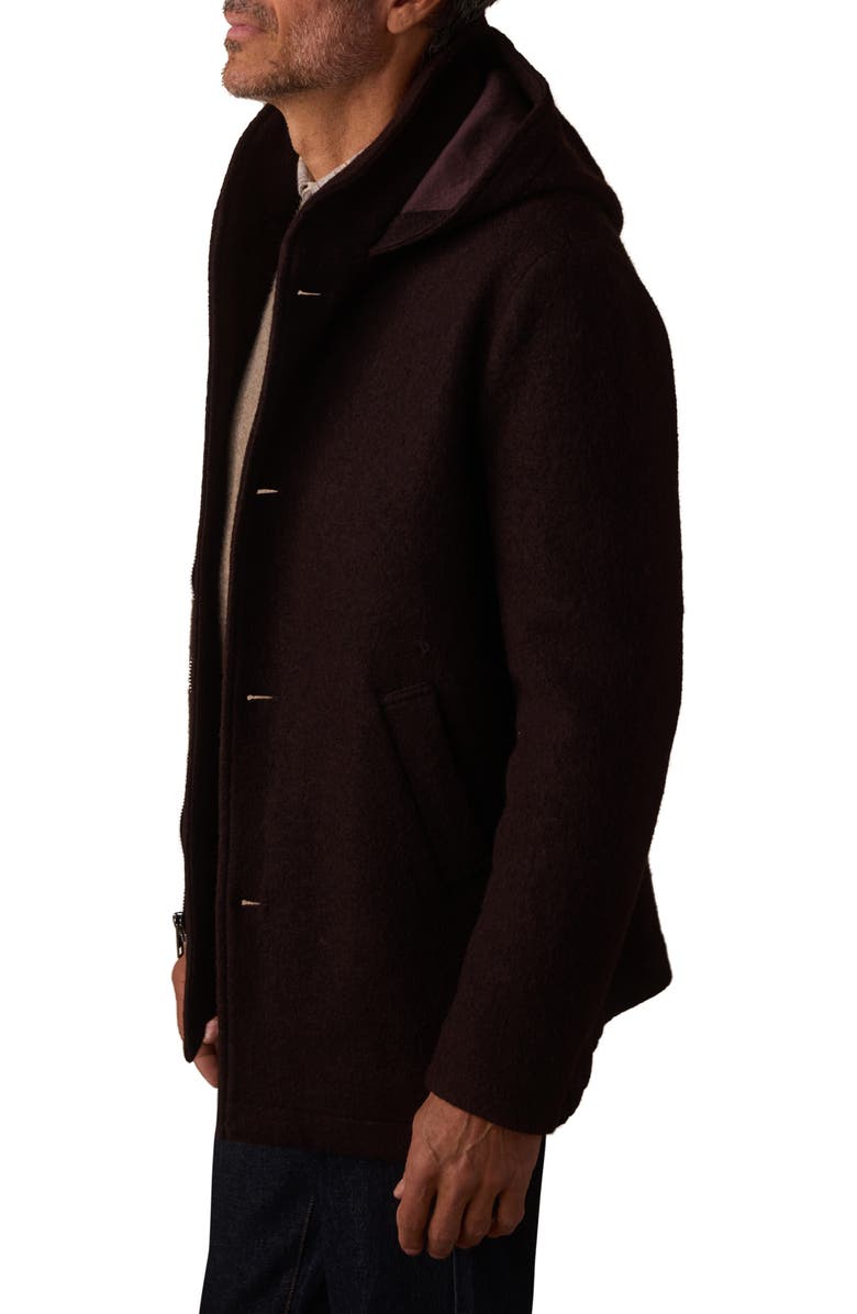 The Normal Brand Balboa City Hooded Peacoat, Alternate, color, Midnight Brown