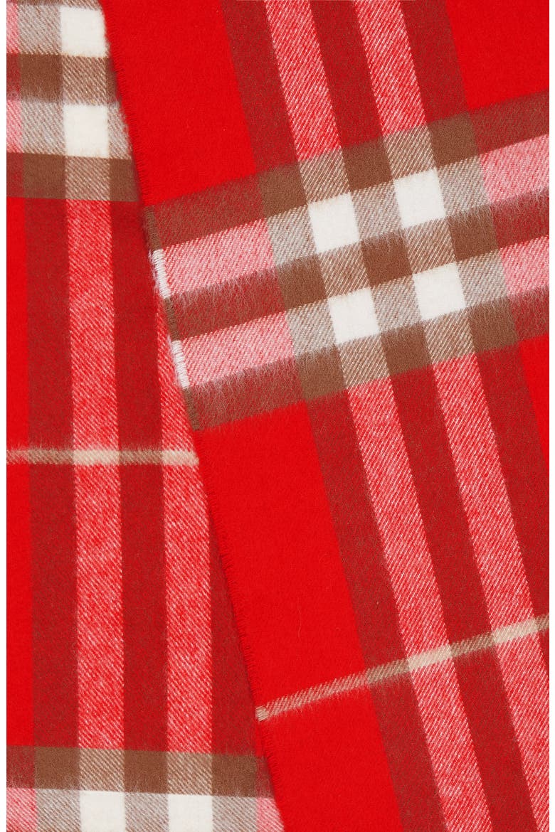 Giant Icon Check Cashmere Scarf, Alternate, color, BRIGHT MILITARY RED