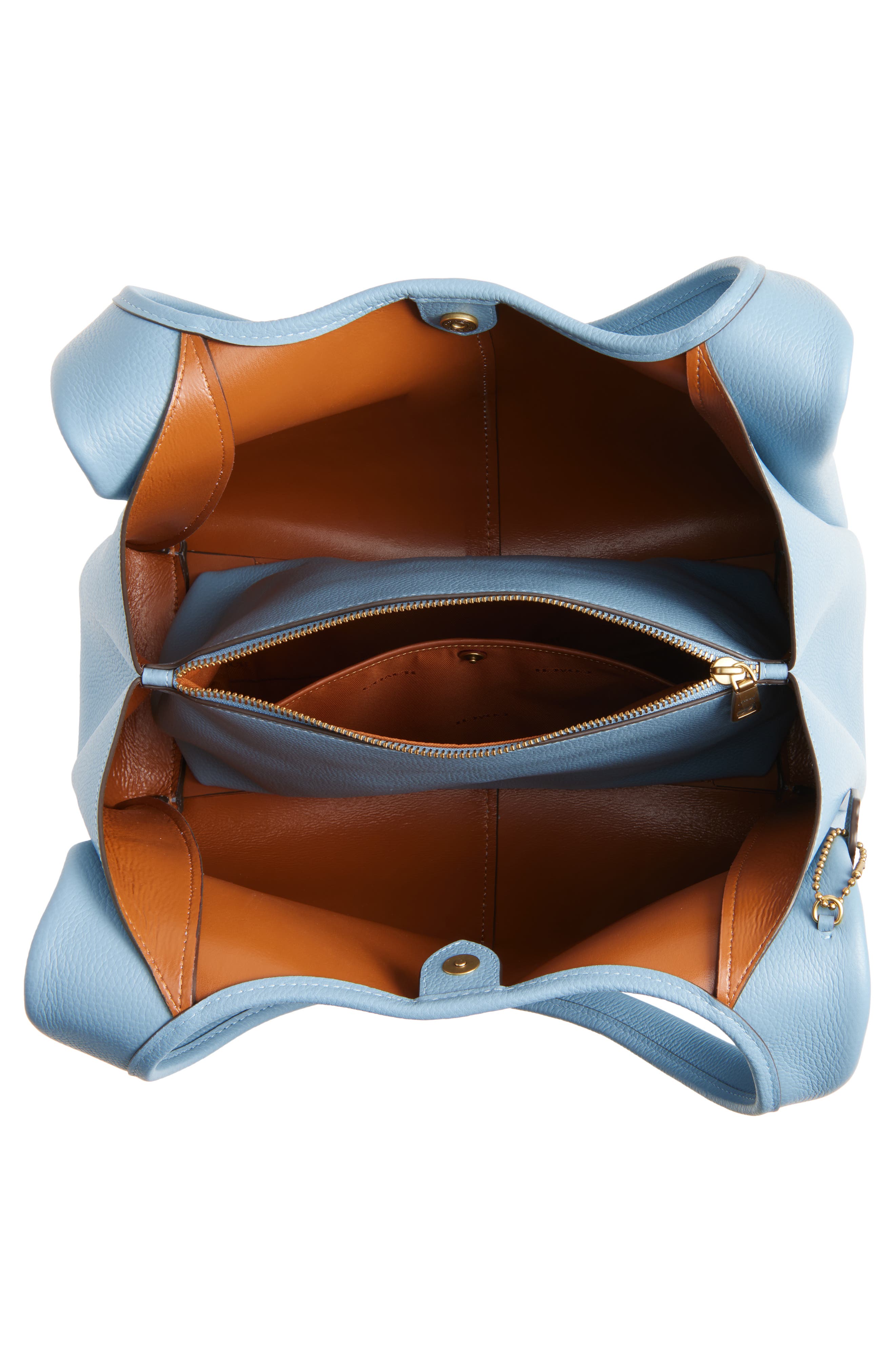 Lana Polished Pebble Leather Shoulder Bag, Alternate, color, BLUEBELL