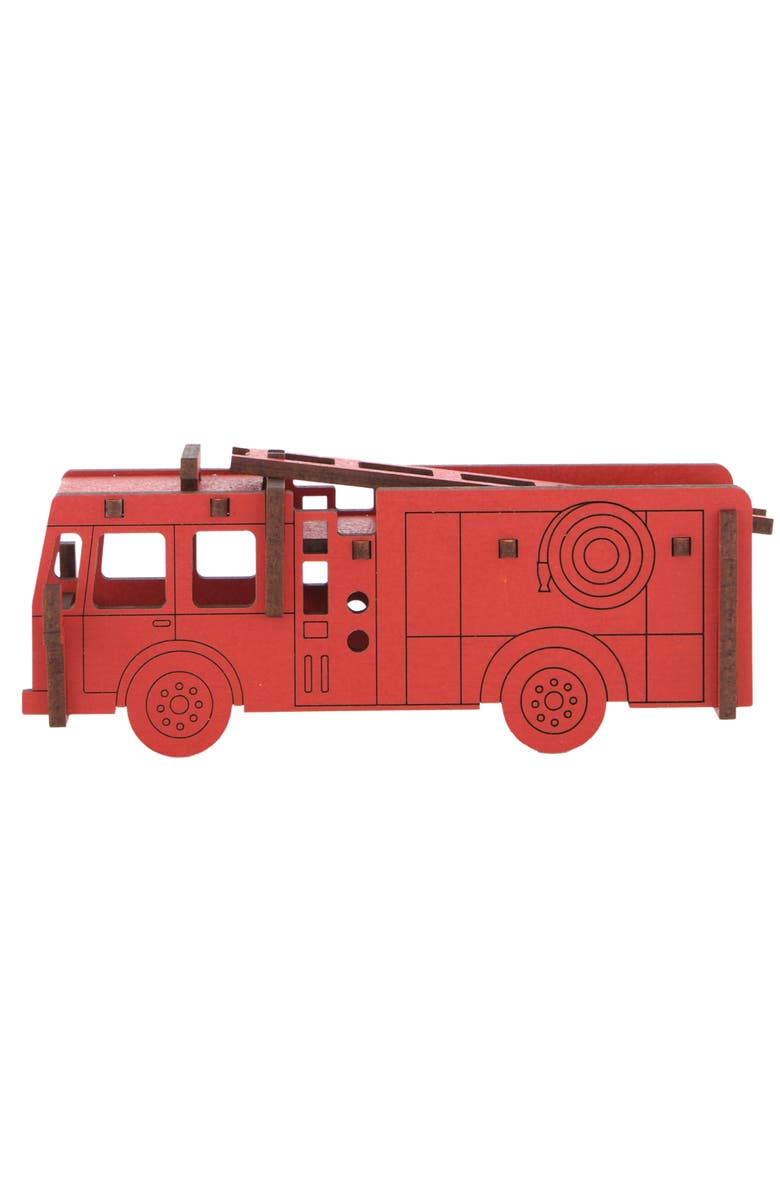 Little 
Wood Woodlet, Medium Fire Engine, 3D Wooden Kitset, Ages 6+, Alternate, color, Red