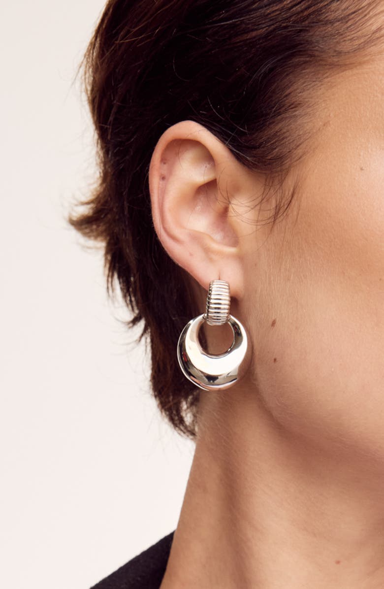 Luv AJ Remy Doorknocker Hoop Earrings, Alternate, color, Silver