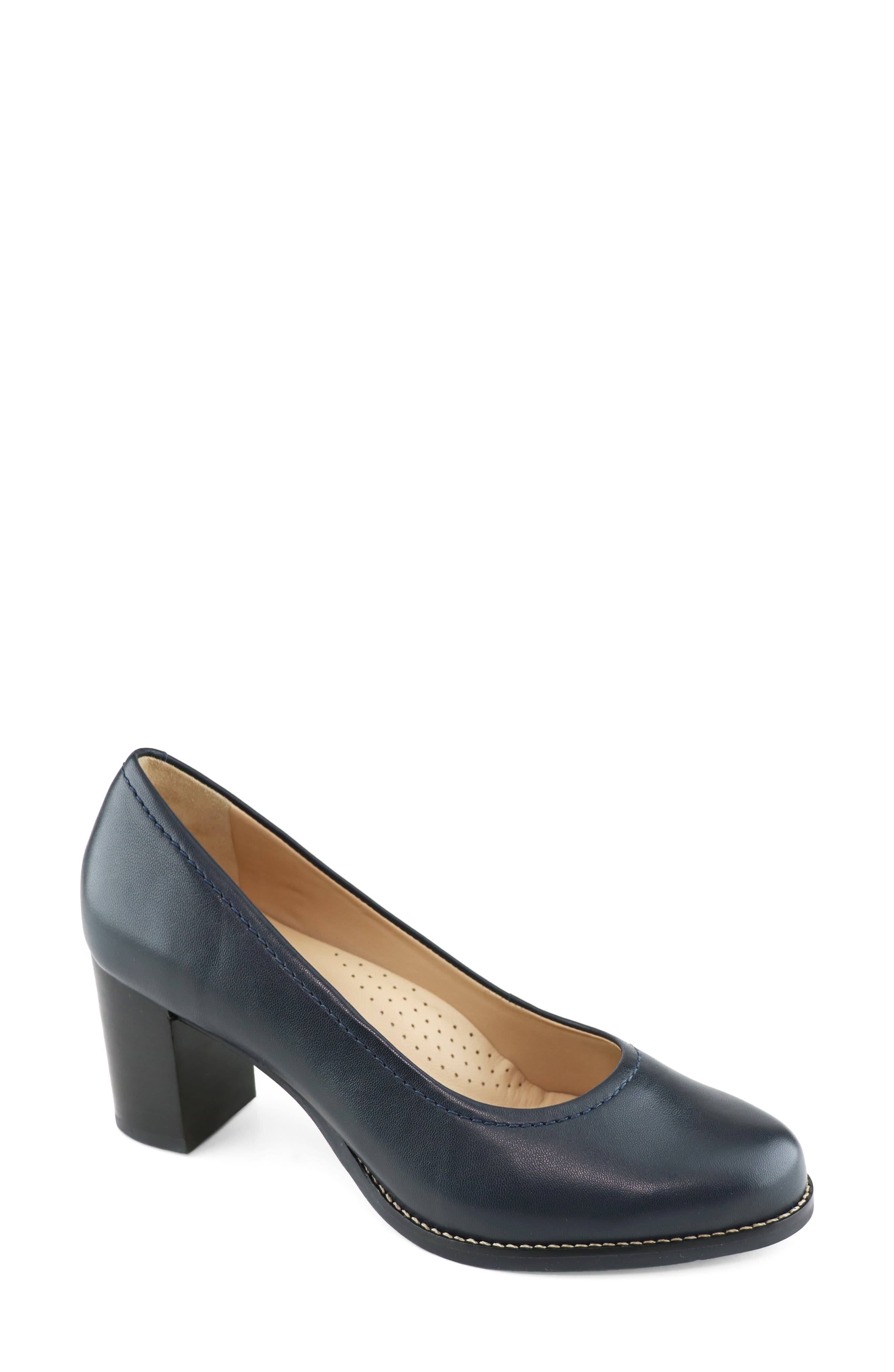 NYC Leather Pump, Main, color, NAVY NAPA