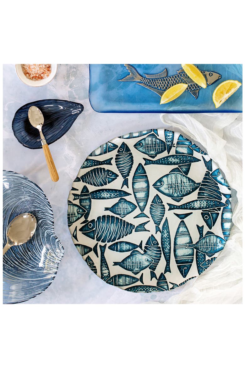 Isola Round Glass Platter, Alternate, color, BLUE
