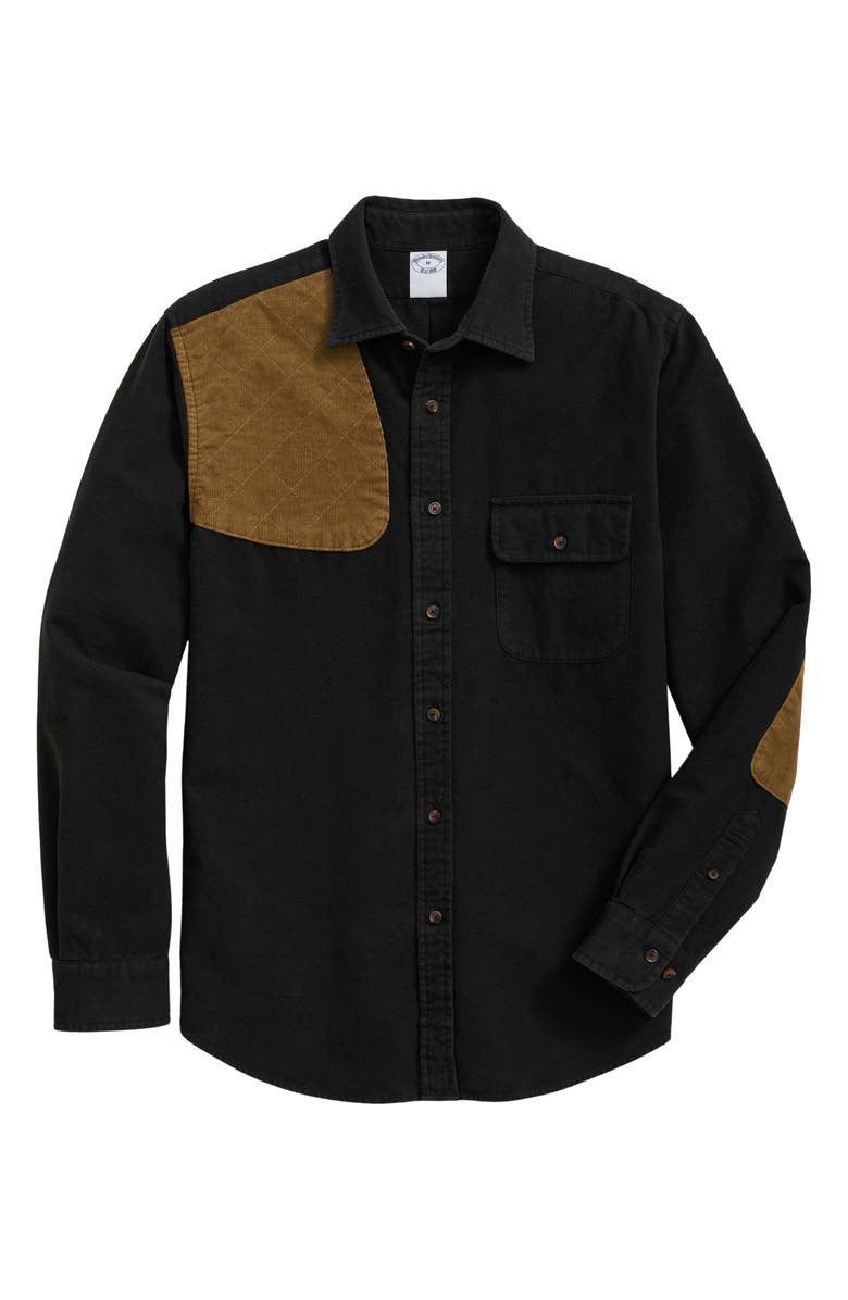 Brooks Brothers Military Cotton Chamois Button-Up Shirt, Main, color, Black