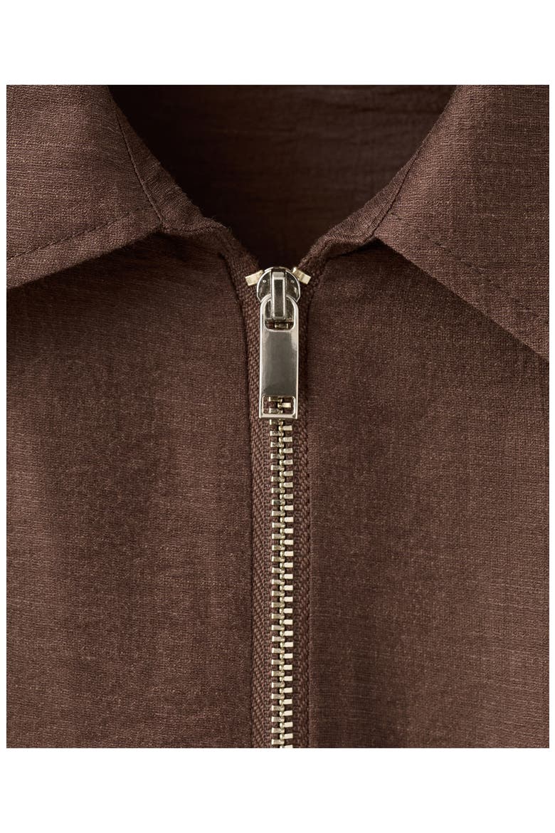 Belted Zip-Front Shirt, Alternate, color, BROWN