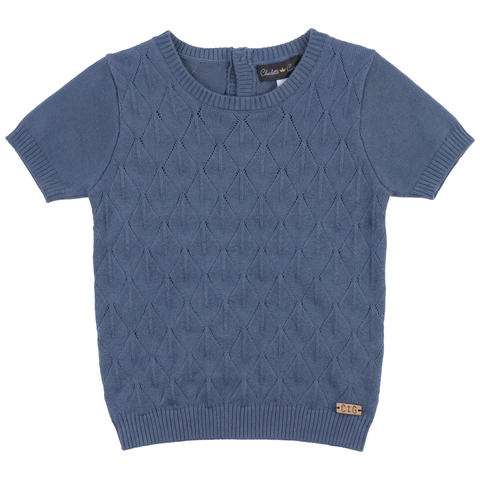 Diamond Knit Short Sleeve Sweater (Toddler, Little Kid & Big Kid)