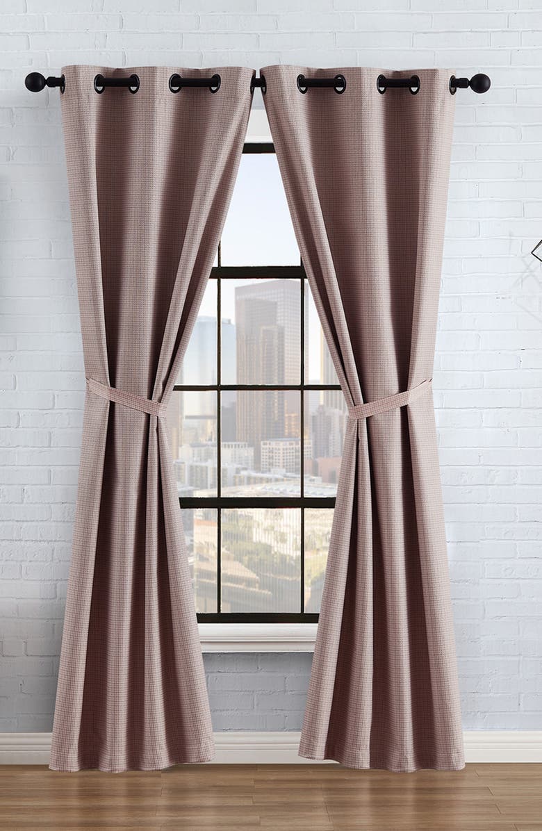 Lucky Brand Finley Textured Blackout Set of 2 Curtain Panels, Alternate, color, Blush Pink