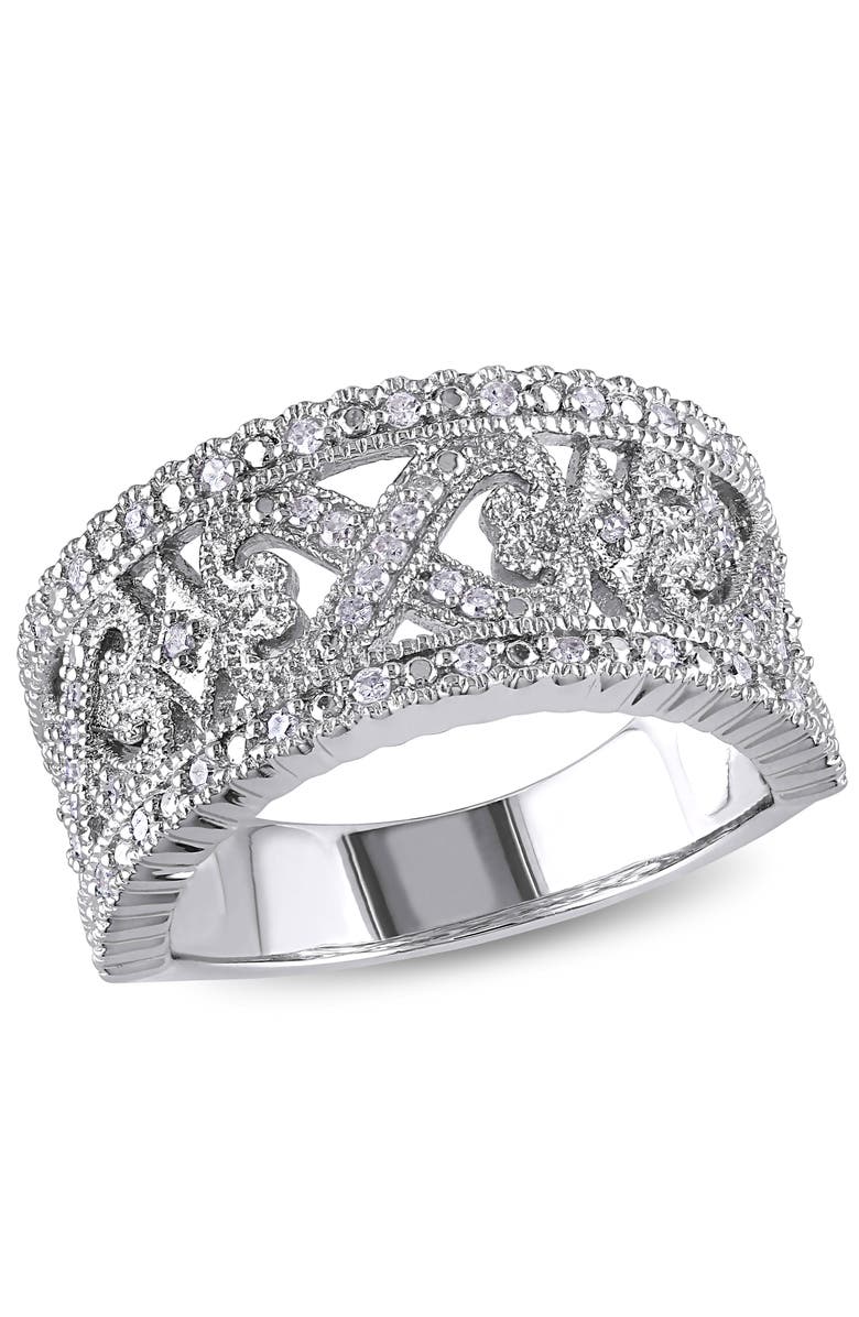 Julianna B. Diamond Filigree Ring Sterling Silver, Main, color, Sterling Silver