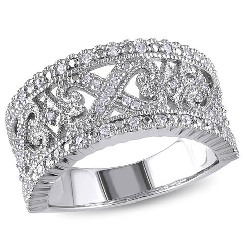 Diamond Filigree Ring Sterling Silver