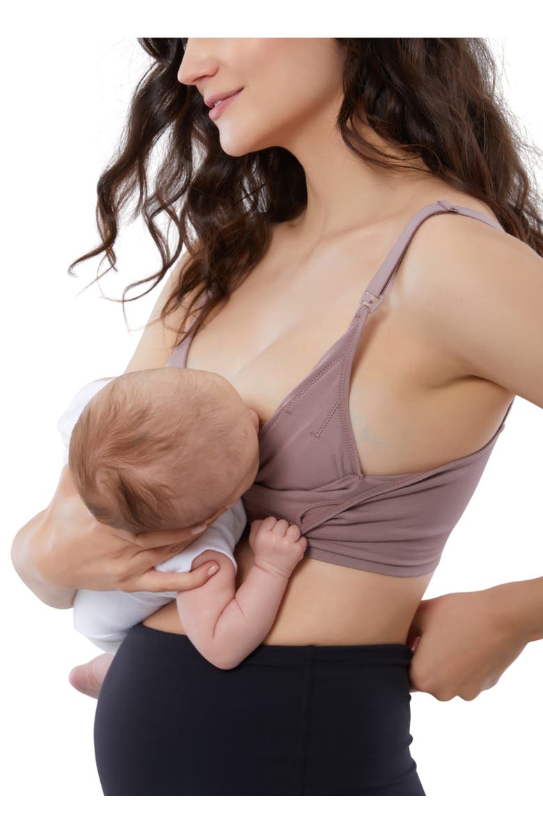 Ingrid & Isabel 2-In-1 Maternity Nursing Pumping Bra 2-Pack Bundle, Alternate, color, Black/Mauve