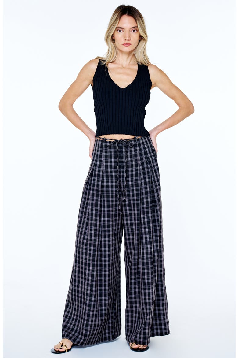 Twyla Plunge V-Neck Rib Knit Top, Alternate, color, BLACK
