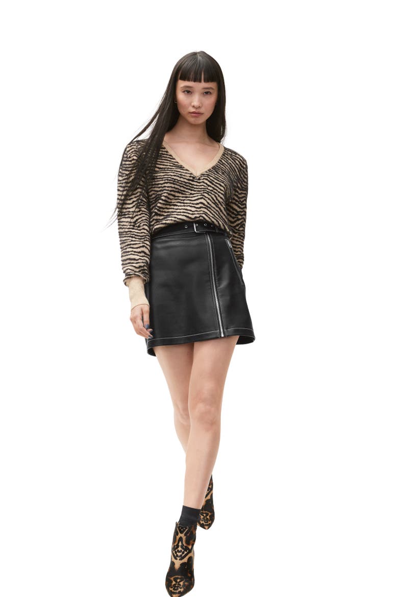 Faux Leather Miniskirt, Alternate, color, BLACK MULTI