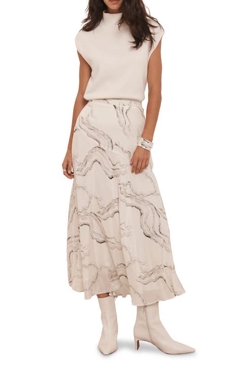 Marble Print Midi Skirt