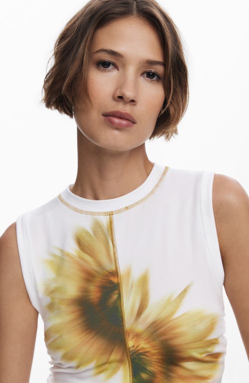 Desigual Split Floral Tank In White