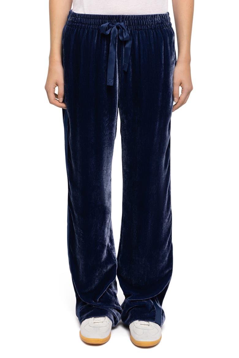 Poma Velvet Drawstring Pants, Main, color, MARINE