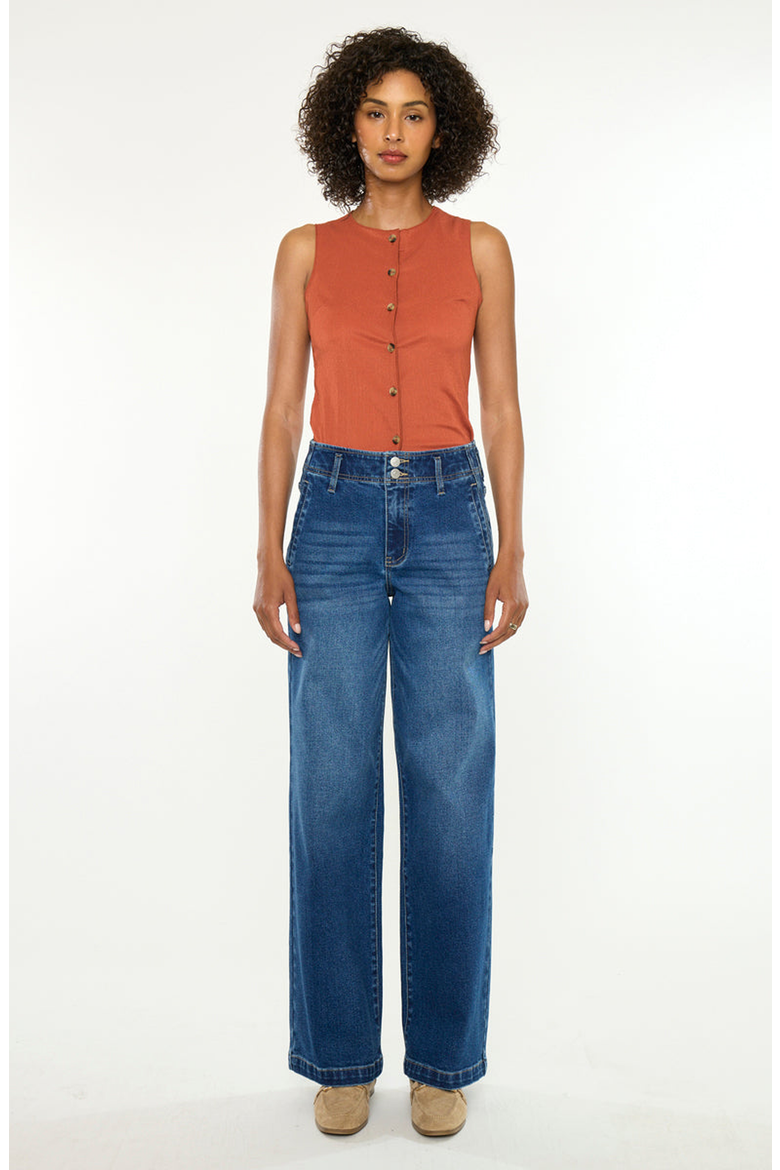 Pepper Essentials High Rise Wide Jeans, Alternate, color, Dark Wash