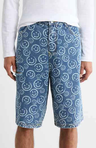 WeSC Smiley Face Long Denim Shorts